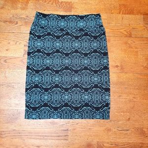 Women's LulaRoe Black and Teal Pencil Skirt